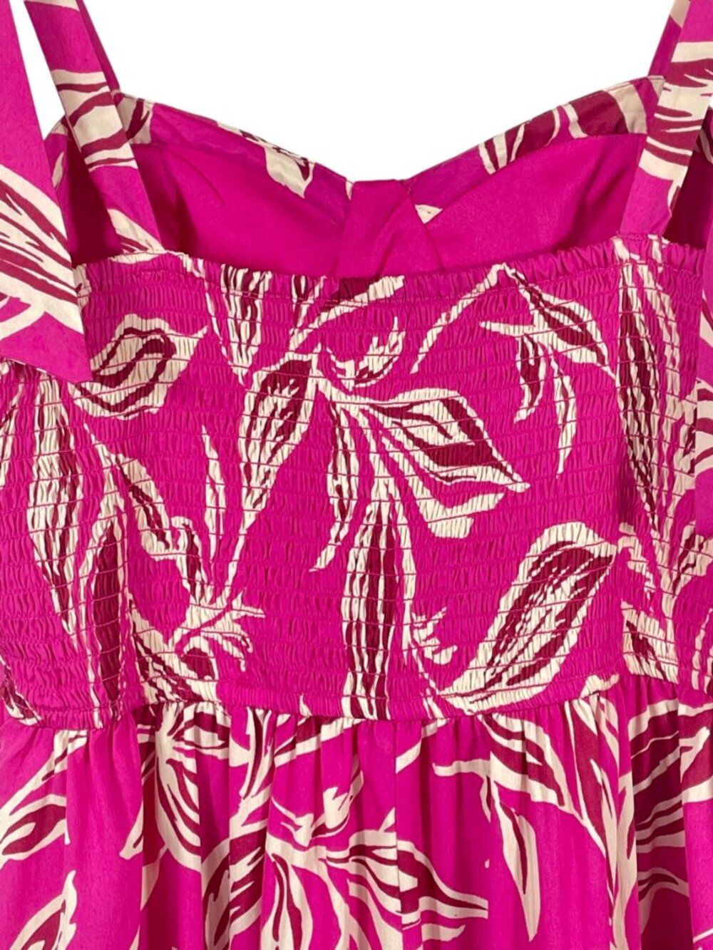 Band of the Free Pink Tropical Print Smocked Maxi Dress L Resort - Picture 10 of 14